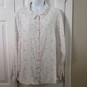 Modcloth White Button-Up Shirt Constellations Astronomy print blouse Sz 4X NWOT